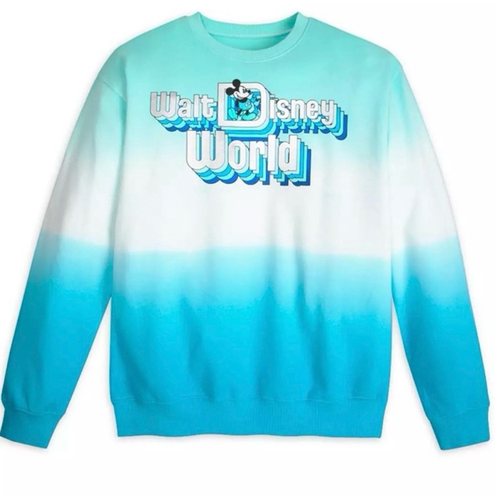 2/$50 🌈 EUC Walt Disney World Teal and White Gradient Crewneck, Size Small